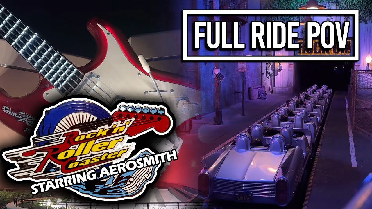 Rock 'N' Roller Coaster Starring Aerosmith - Queue and Preshow - Full Ride  POV 
