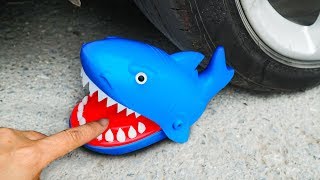 CRUSHING CRUNCHY &amp; SOFT THINGS BY CAR! EXPERIMENT: CAR VS BABY SHARK