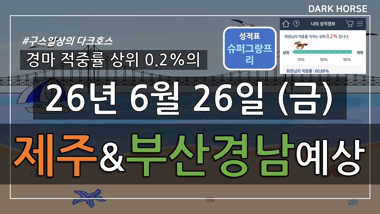 [구스일상 경마예상] 2026년 6월 26일 금요일 제주 부산경남 경마 예상