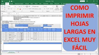 COMO IMPRIMIR HOJAS LARGAS EN EXCEL, AJUSTANDO A UNA SOLA PÁGINA FÁCIL Y RÁPIDO.