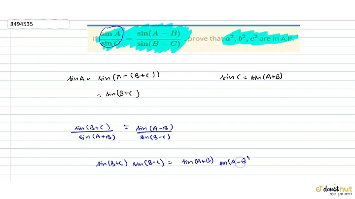 If `(sin A)/(sin C) = (sin (A-B))/(sin (B-C))` , prove that `a^2, b^2 , c^2` are in A.P.
