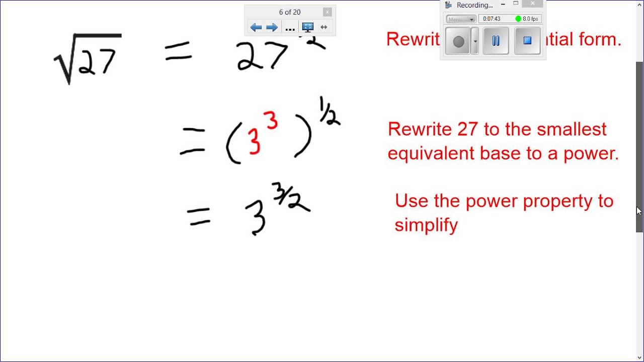 Math Simplifying Radical Expressions using Rational Exponents 1 - YouTube