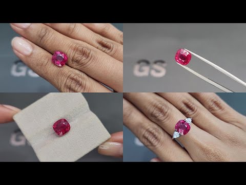 Tourmaline rubellite cushion cut 3.72 carats, Africa Video  № 1