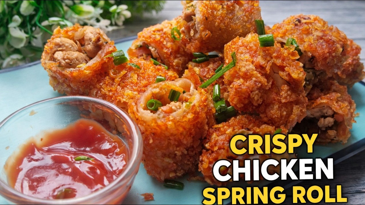 CRUNCHIEST Chicken Rolls EVER|Crispy Chicken Spring Roll Recipe|#chickenrecipe#snacks#ramadanrecipe