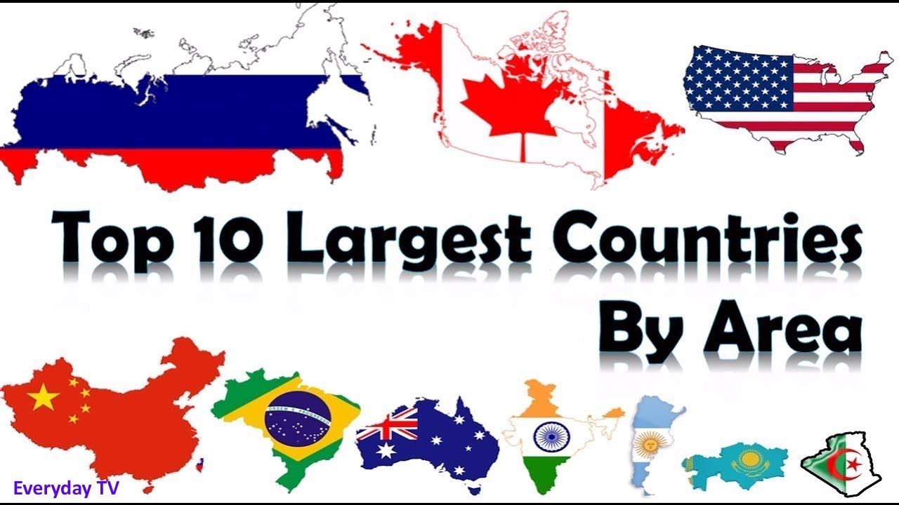 Ten countries. The largest Country in the World. Top 10 largest Countries by area. 10 Biggest Countries in the World. Ranking of Countries by area.