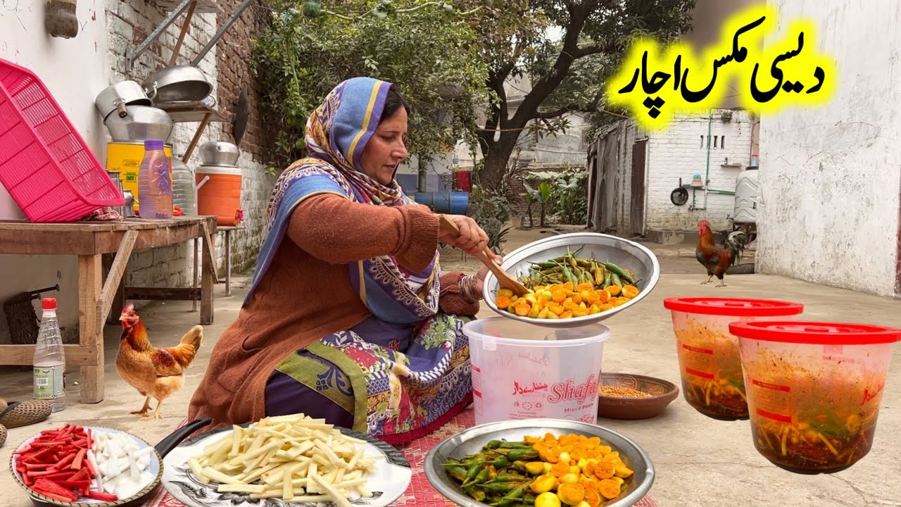Ghar Ka Mix Desi Achar | Mix Pickle | Village Pickle | Village Life in Punjab | Village Sham