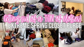 GETTING RID OF A TON OF CLOTHES! EXTREME SPRING CLOSET PURGE 2024! CLOSET DECLUTTER AND ORGANIZE!