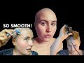 Girl shaves her head baby smooth with a razor