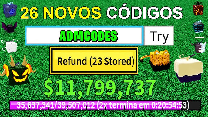 CORRE!! NOVO CÓDIGO 2X DE DINHEIRO E CODE BELI NO BLOX FRUITS