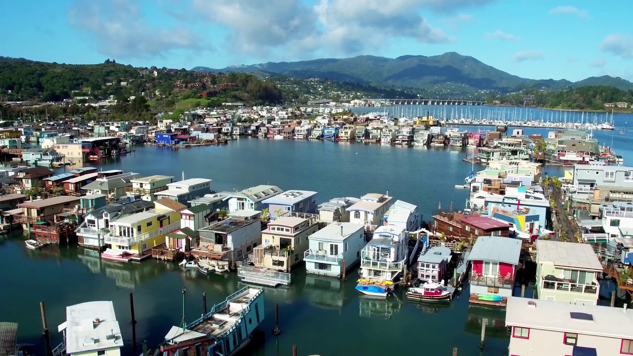 aerial view of sausalito floating homes in california YouTube