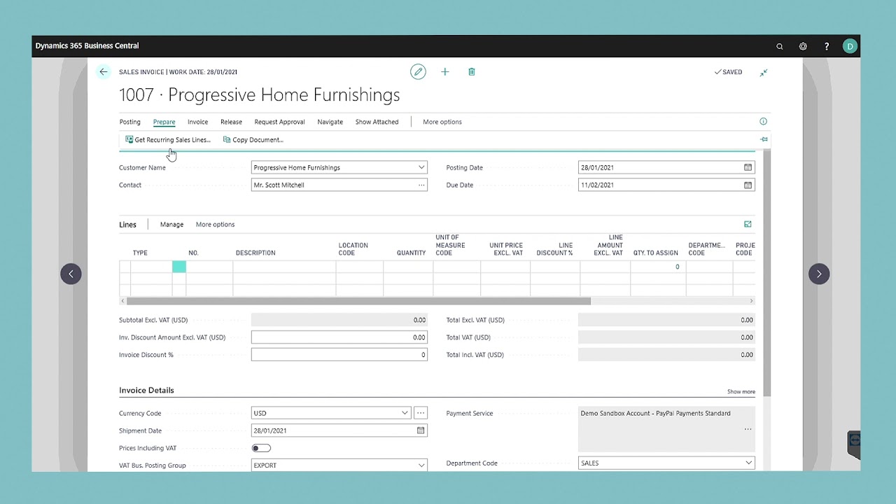Create A Sales Invoice In Dynamics 365 Business Central YouTube