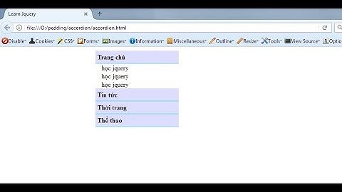 Tạo menu accordion đơn giản với jquery bằng hàm(slideToggle) | dev-02