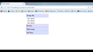 Tạo menu accordion đơn giản với jquery bằng hàm(slideToggle) | dev-02