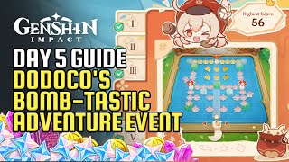 Dodoco's Bomb-Tastic Adventure Day 5 Event Guide | 46 Points Spikey Fish Gameplay | Genshin Impact