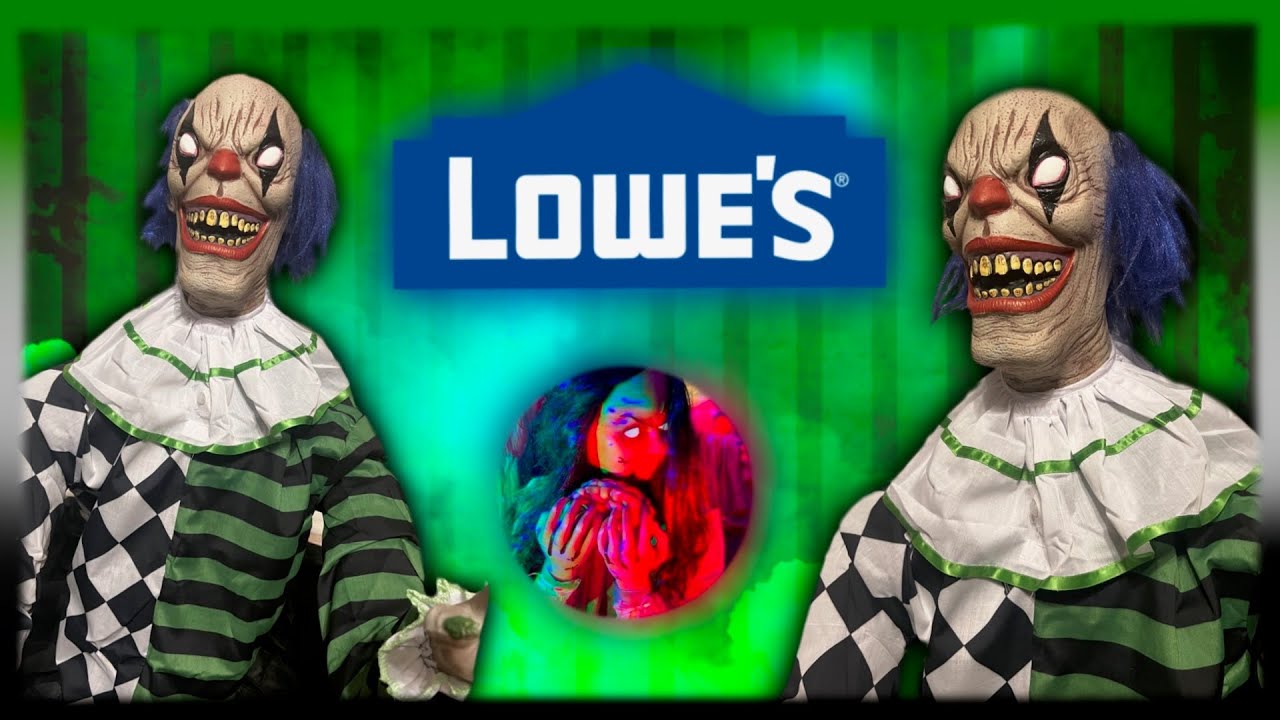 👻 UNBOXING & SET UP Lowes Halloween 2023 Pneumatic Clown Reacher Life Size Animatronic Prop 🎃