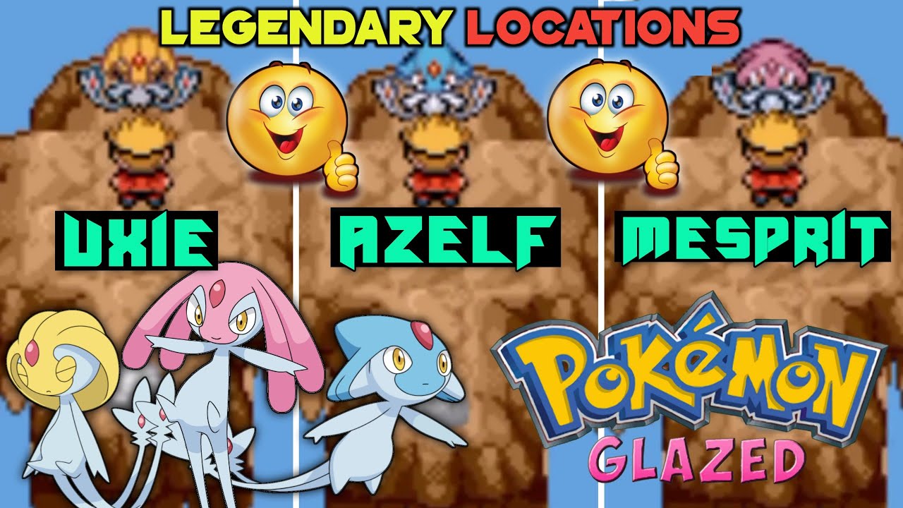 Uxie, Azelf And Mesprit Location in Pokemon Glazed Version. Pokemon