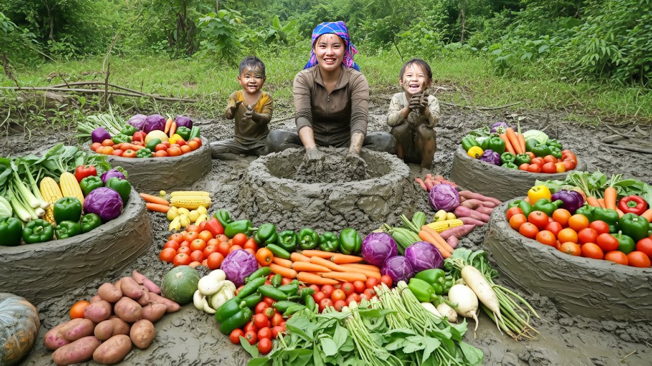 Single Mom Cooks Yummy Fish for children - Harvest giant Fish pond to Sell at Market