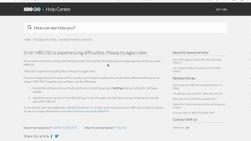 HBO GO error experiencing difficulties what to do?
