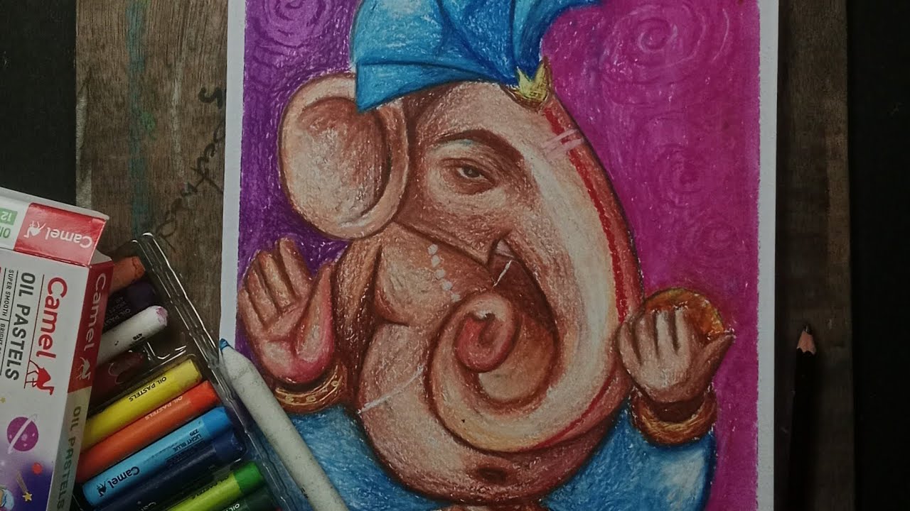 How to Draw lord Ganesha Step by Step |🔥| Oil Pastel drawing | Creative drawing | Ganesh Drawing 