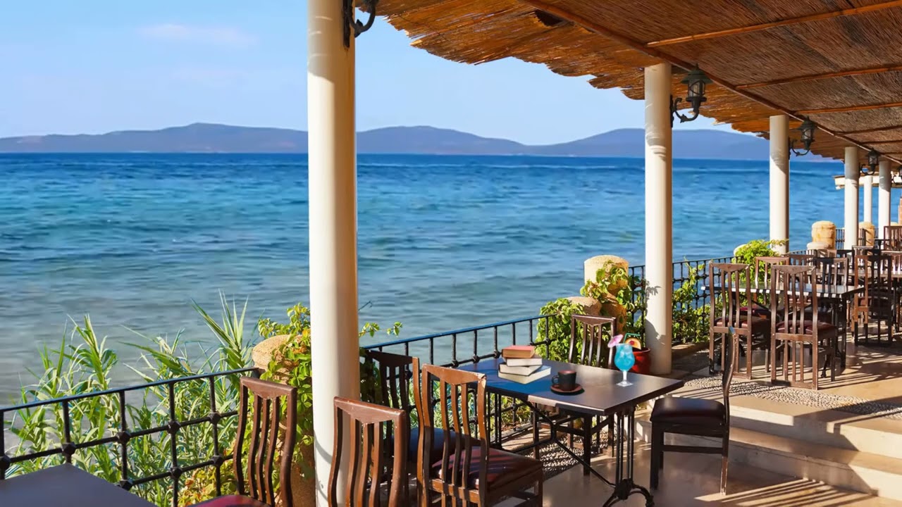 Tropical Seaside Cafe With Jazz Music - Outdoor Seaside Cafe Ambience & Bossa Nova Music