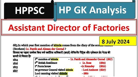 HPPSC Assistant Director of Factories held on 8 July|Solved Paper Assistant director|HP GK HPPSC