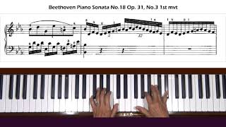 Beethoven Sonata No. 18 in E-Flat Major Op. 31, No. 3 Allegro Piano Tutorial Part 1