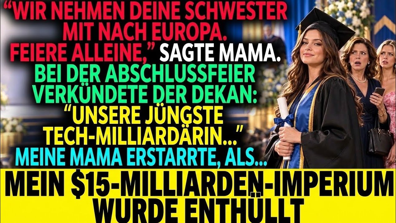 Meine Mutter drückte mir einen verbeulten Koffer in die Hand und sagte, ich solle den Bus zu meiner eigenen Abschlussfeier nehmen, weil sie mit meiner Schwester nach Paris fliegen würde. Ich stand...