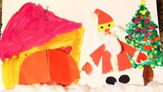 Новогодняя поделка - дед Мороз, ёлочка и домик. Рисование и аппликация