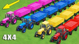 Work With Fruit TRAIN! Police Colored 4x4 TRACTORS and MULTI TRAILER & CANOLA TRANSPORT! Fs22 screenshot 5