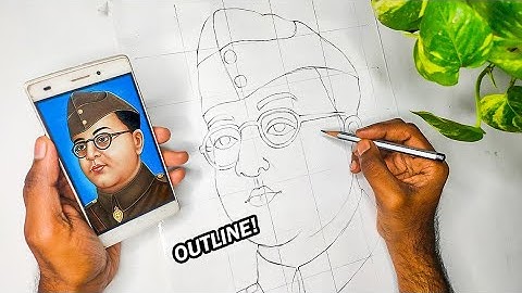 Netaji Subhash Chandra Bose Outline Drawing using Grids