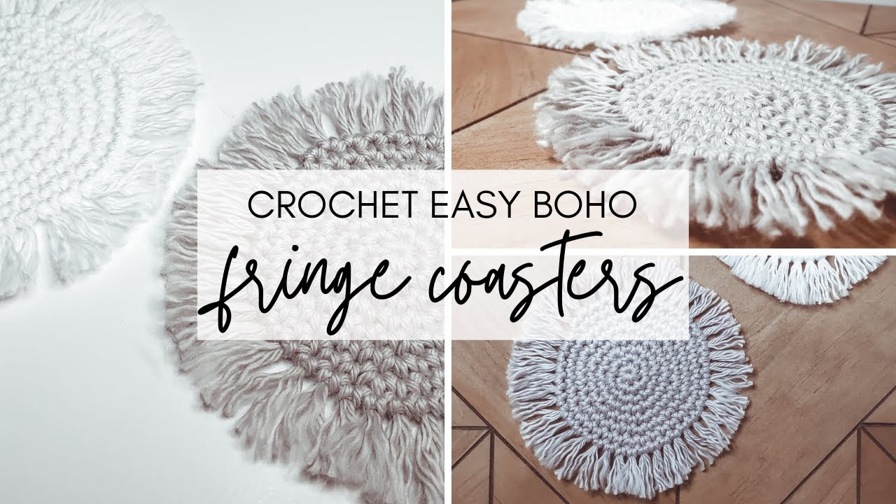 How to Crochet Boho Fringe Coasters (Quick & EASY) YouTube