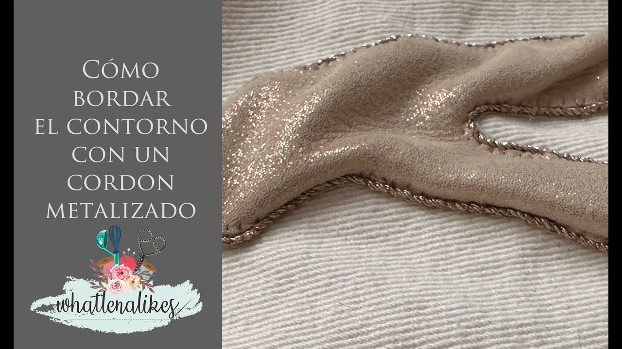 Contorno bordado con el cordón metalizado, como bordar el contorno con el cordón dorado, metalizado