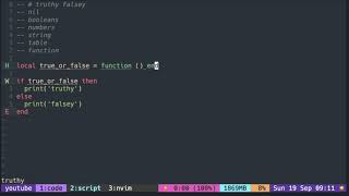 Celebrity Lua Tutorial with Neovim: Truthy and Falsey values Wealth
