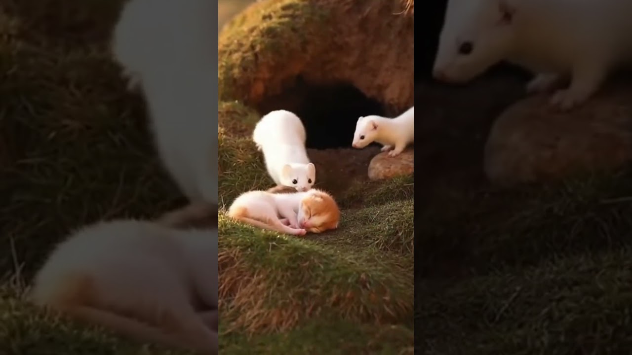 Weasel Family Feeds a Hungry Kitten Guest Watch the adorable moment unfold 