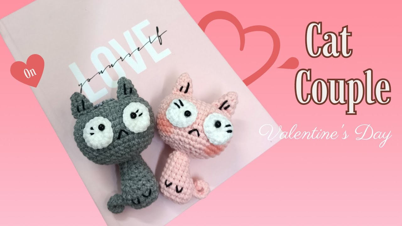 Crochet Cat Couple Keychain | Cat Couple Amigurumi | Móc Móc khóa Cặp đôi Mèo