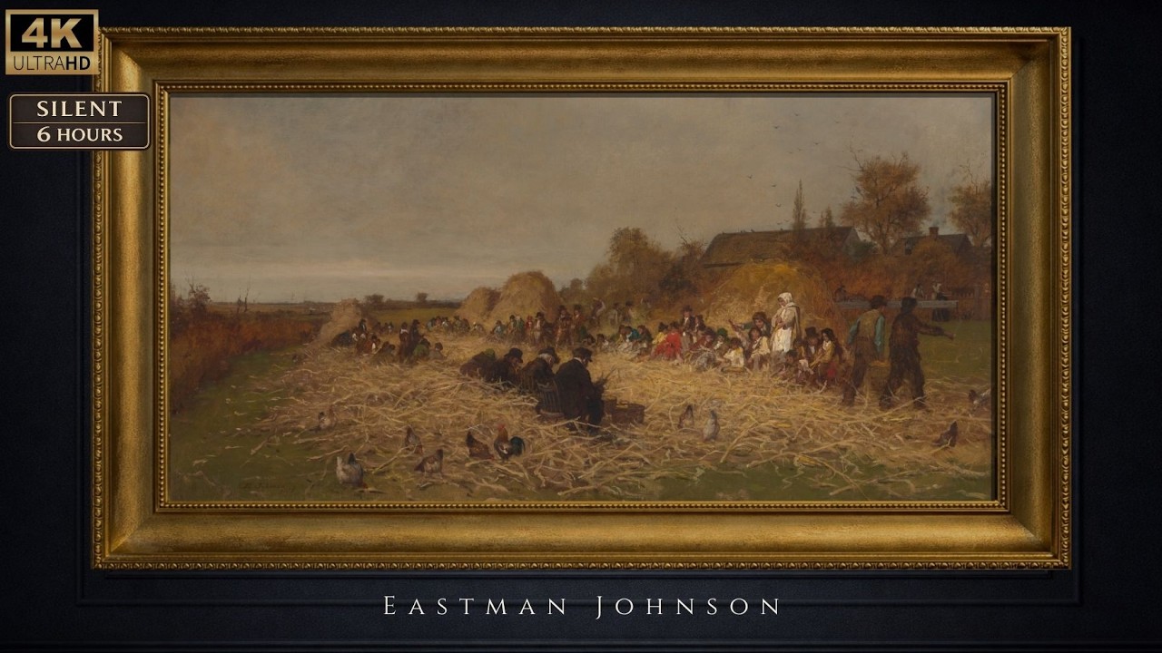 Silent Gold Frame TV Art 4K  | Husking Bee, Island of Nantucket | Single Painting 2 Hours