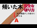 木の切り方・傾いて四方八方に広がった危険な木を通常の切り方(追い口切り)で安全に切る