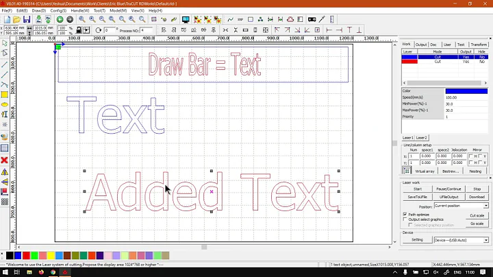 TruCUT RDWorks the Draw Text Tool Overview (Part 5) the Text Tool Video Mini-Series