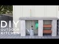 DIY Outdoor Kitchen with Concrete countertops and sink