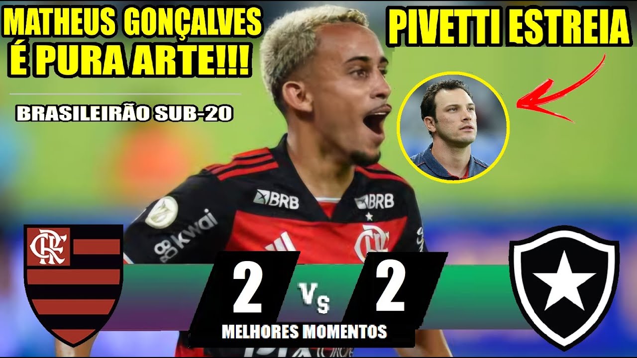 MELHORES MOMENTOS - FLAMENGO 2x2 BOTAFOGO - BRASILEIRÃO SUB-20 GOLS MATHEUS GONÇALVES 9ª RODADA