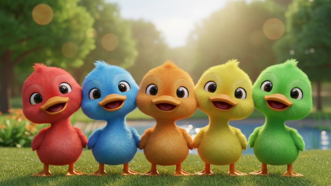 Six Dancing Ducks For Kids | Red Yellow Blue Green Purple Orange | Play & Giggles |