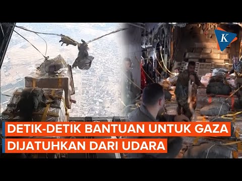 Aksi Tentara Yordania Jatuhkan Paket Bantuan untuk Gaza dari Pesawat Udara