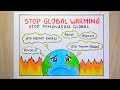 Cara menggambar poster penanggulangan pemanasan global