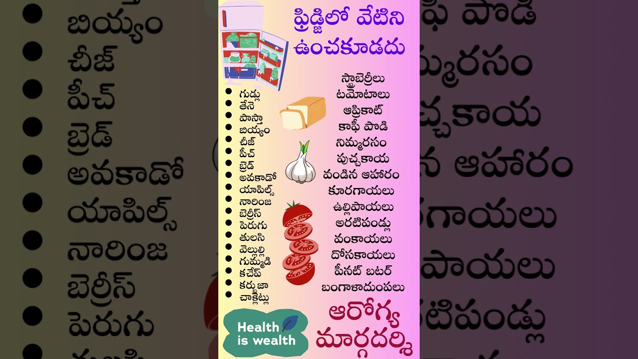 ఫ్రిడ్జ్ లో వేటిని పెట్టకూడదు #fridgecare #homefridge #foodcare #healthtips #healtthyfood #arogyam