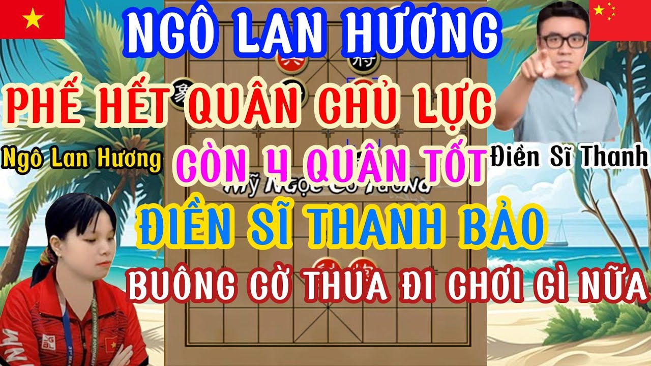 Ngô Lan Hương có trận cờ tàn rất hay với đối thủ TQ Điền Sĩ Thanh . Hương phế quân táo bạo còn 4 tốt
