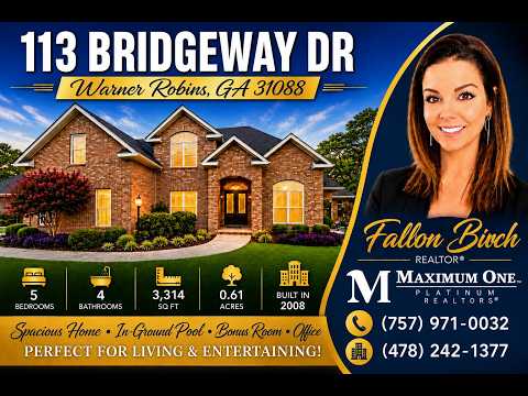 113 Bridgeway Dr, Warner Robins, GA home video tour