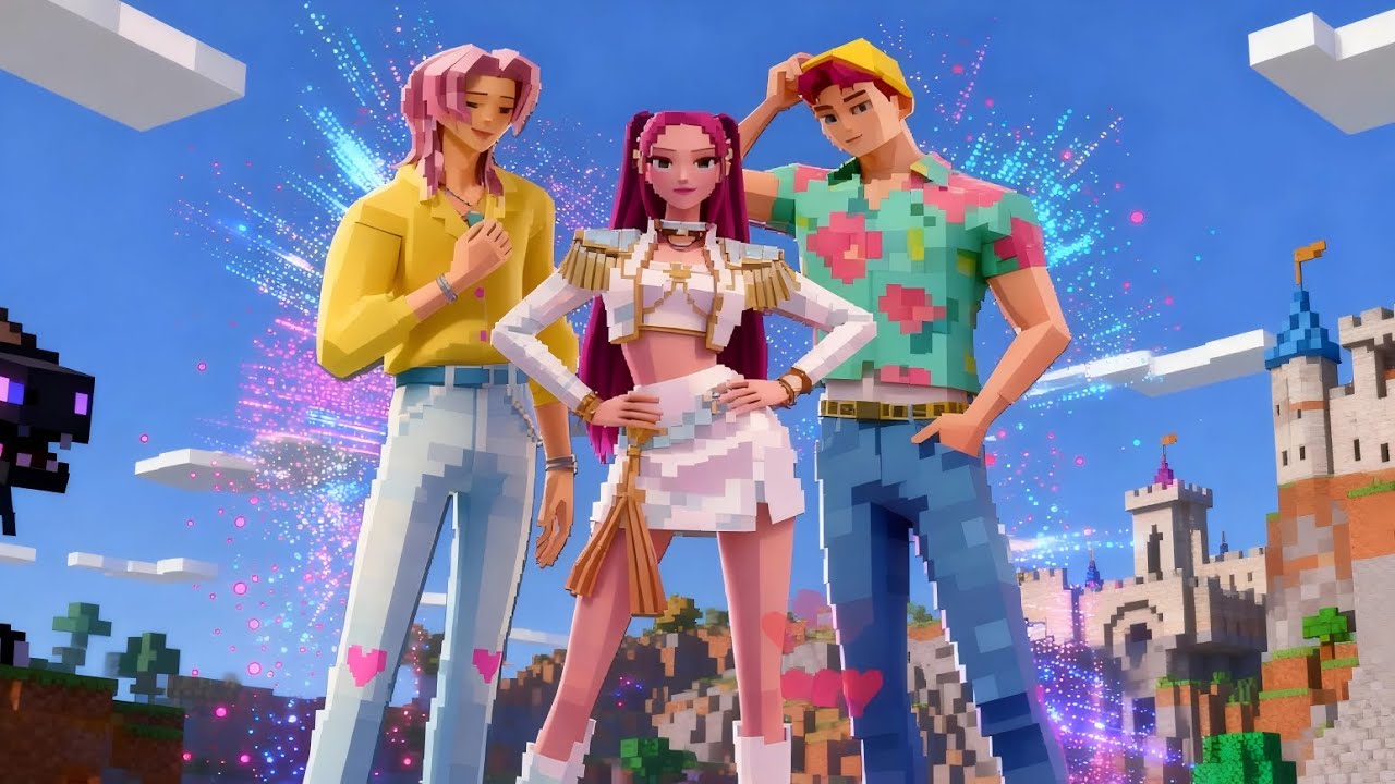 Mira x Abby x Romance ❤️Kpop Demon Hunters （Falling Block Timelapse Build）