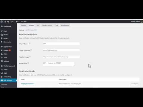 WP ERP Email Setting tab - General