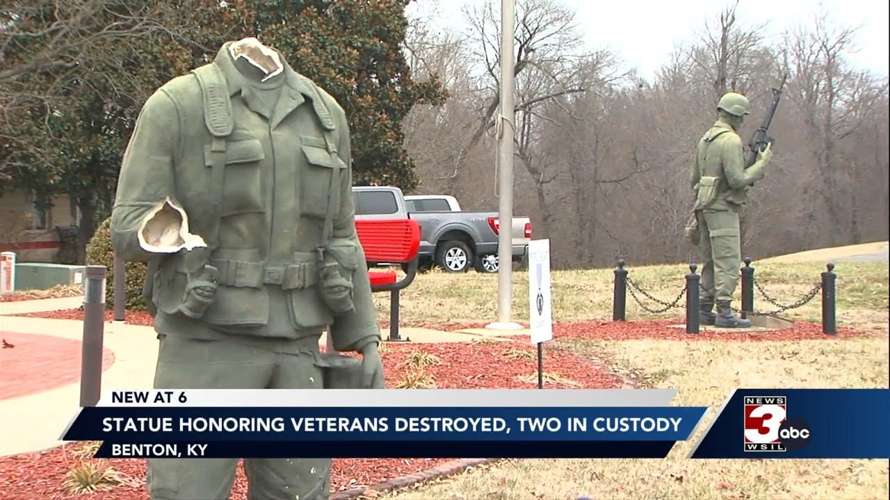 Two in Custody After Vandalizing Veterans Statue