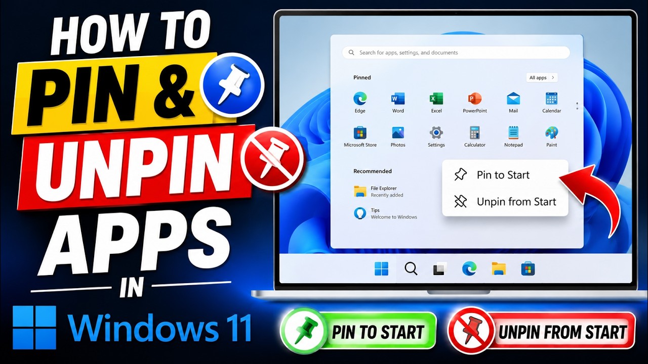 How To Pin & Unpin Apps in Windows 11 (Easy Tutorial 2026) - YouTube
